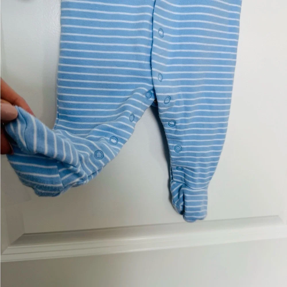 JoJo Maman Bebe Blue Boat Embroidered Sleepsuit 3-6M